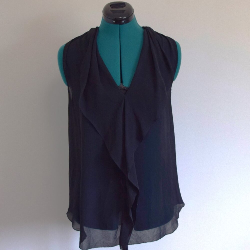 MOVING SALE- Artizia Babaton Silk Flowy Deep V Ruffle Tank Top